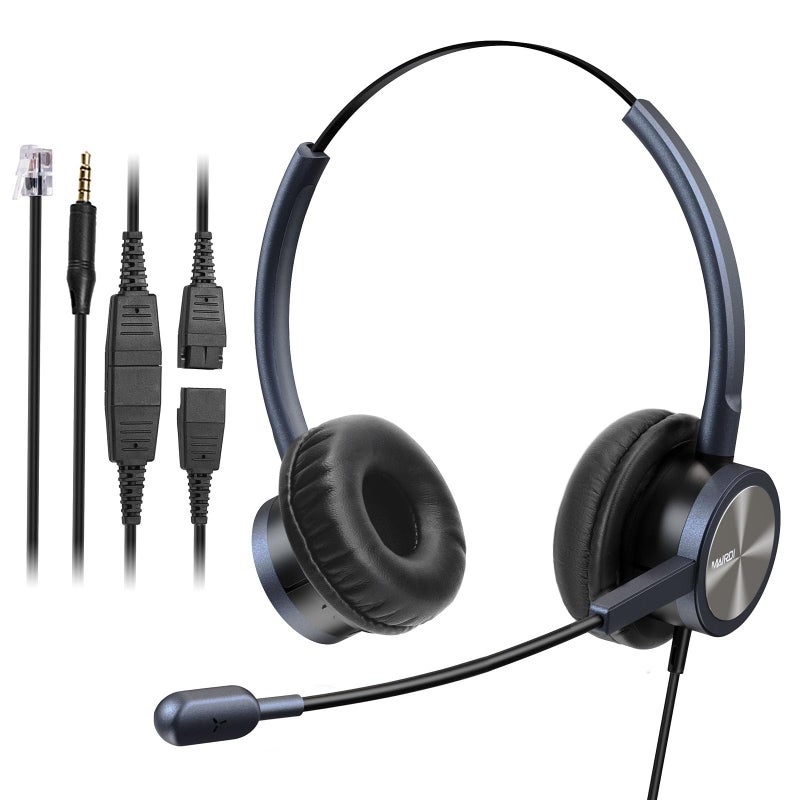 MAIRDI Telephone Headset with RJ9 Jack & 3.5mm Connectors for Call Center Office Deskphone Cell Phone PC Laptop, Landline Phone Headset with Microphone Noise Canceling for Polycom Avaya Nortel - Image 1